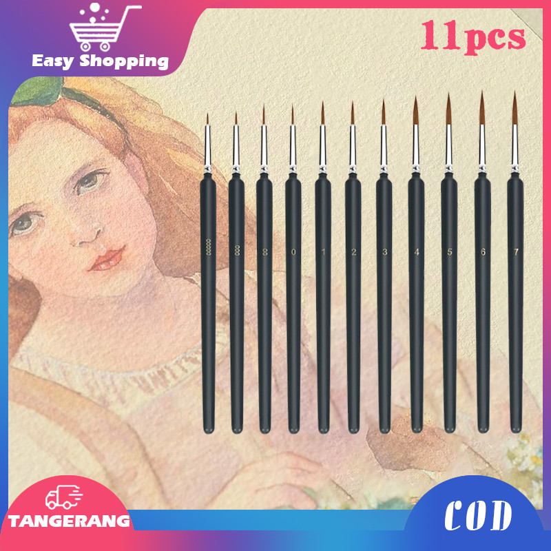 

COD 11pcs Paint Brush Set Kuas Lukis Liner Kuas Lukis Cat Air Set Tip Nylon Bulat Satuan