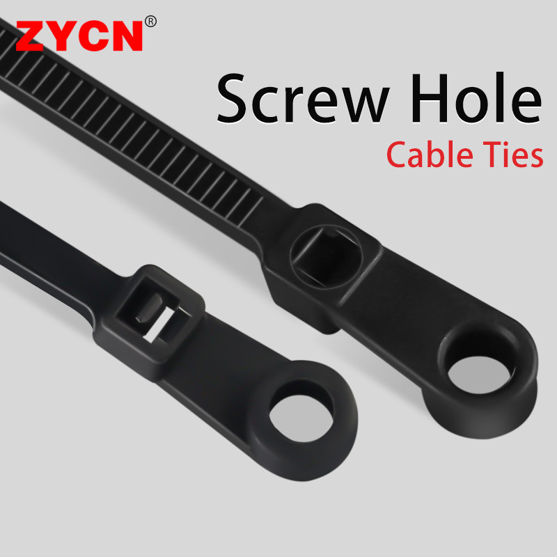 

100Pcs Screw Hole Cable Ties Nylon Self-Locking Loop 4x150/200MM Wrap Bundle Mount Organizer Fastening Straps Fasten Zip Plastic