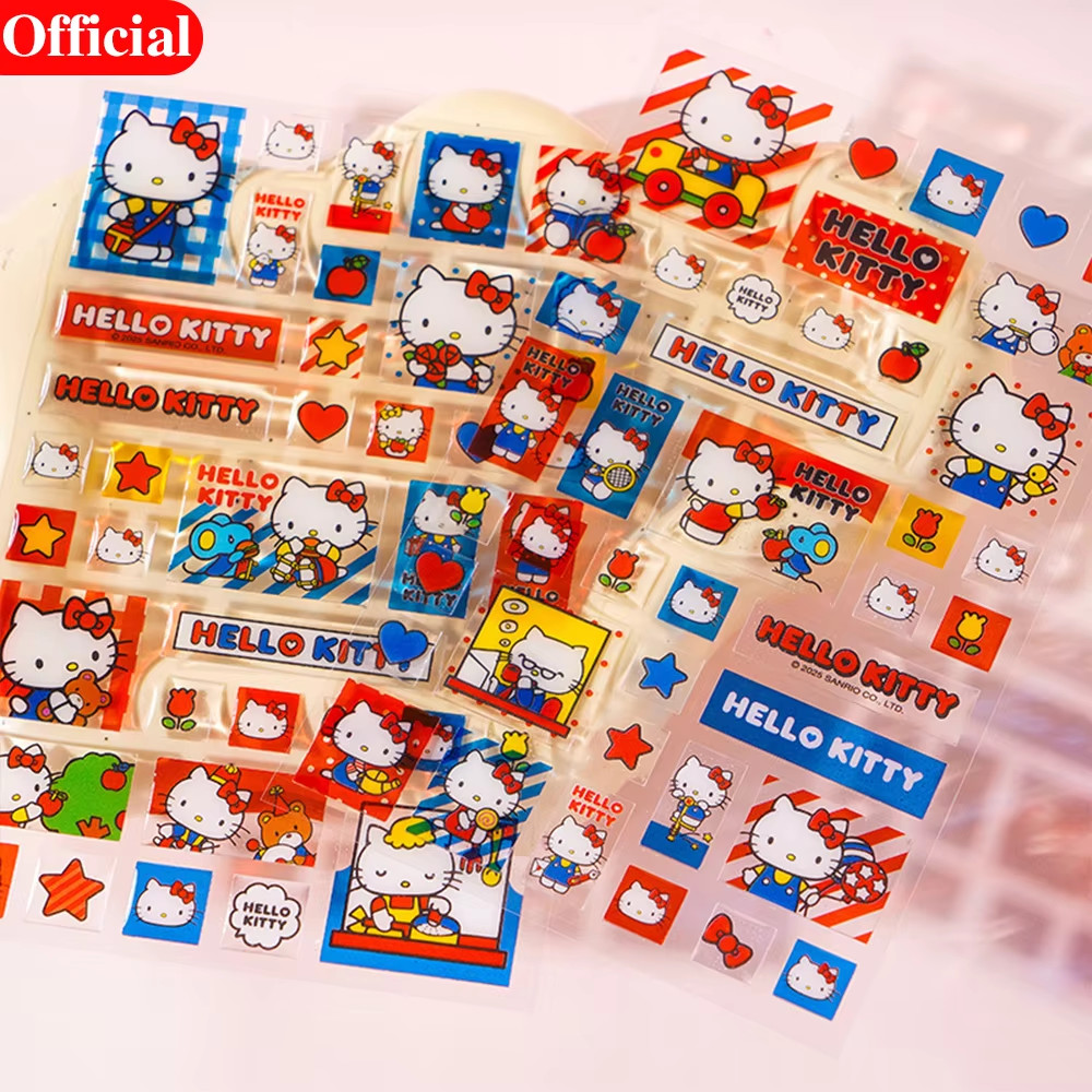 

New Kawaii Sanrio Hello Kitty 3D Crystal Stickers Cute Cartoon Kt Cat DIY Hand Account Material Decoration Stickers Kids Toys