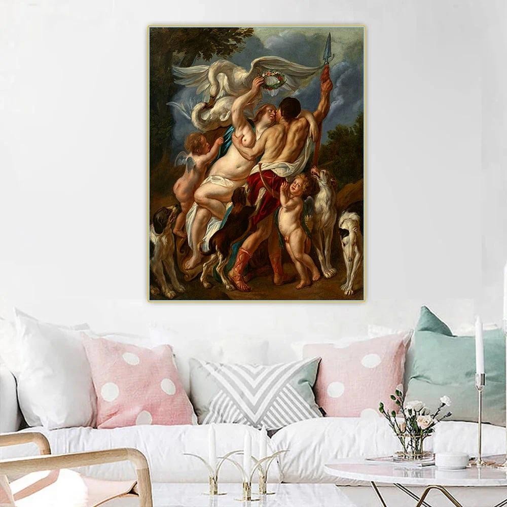 

Jacob Jordaens《Venus and Adonis》Canvas Oil Painting Artwork Aesthetic Picture Poster Wall Hanging Decor Home Decoration