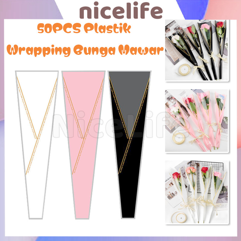 

50pcs Plastik Untuk Bunga Mawar / Flower Wrapping Plastik Mini Buket Mawar