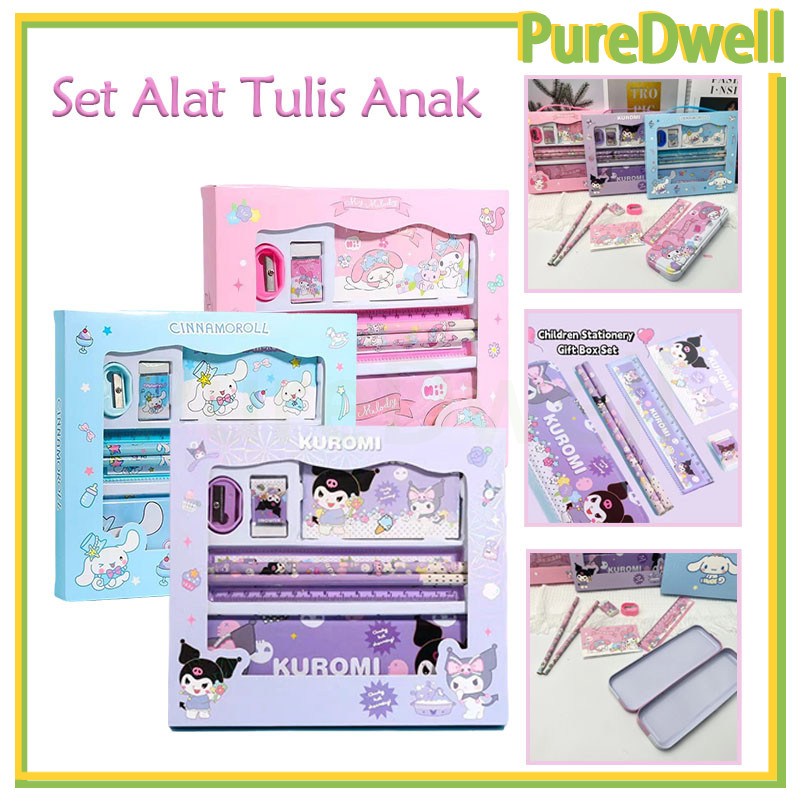 

Kotak Pensil Anak Set 7 in 1 Stationery/ Untuk Hadiah Anak Sekolah / Alat Tulis Set Kotak Pensil Karakter Murah Lucu