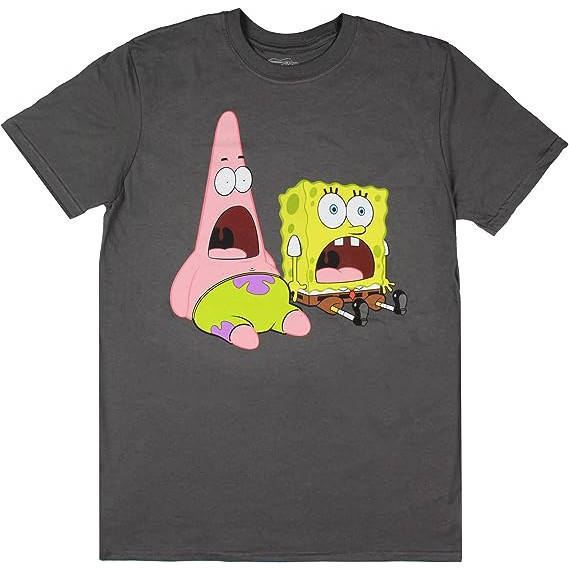 Baju Kaos Dewasa Spongebob Squarepants Men'S Patrick And Spongebob Jaw Drop Graphic