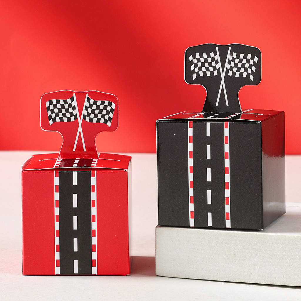 

Racing Themed 3D Candy Box Happy Birthday Party Decoration for Kids Cookies Gift Boxes Gender Reveal Baby Shower Party Supplies