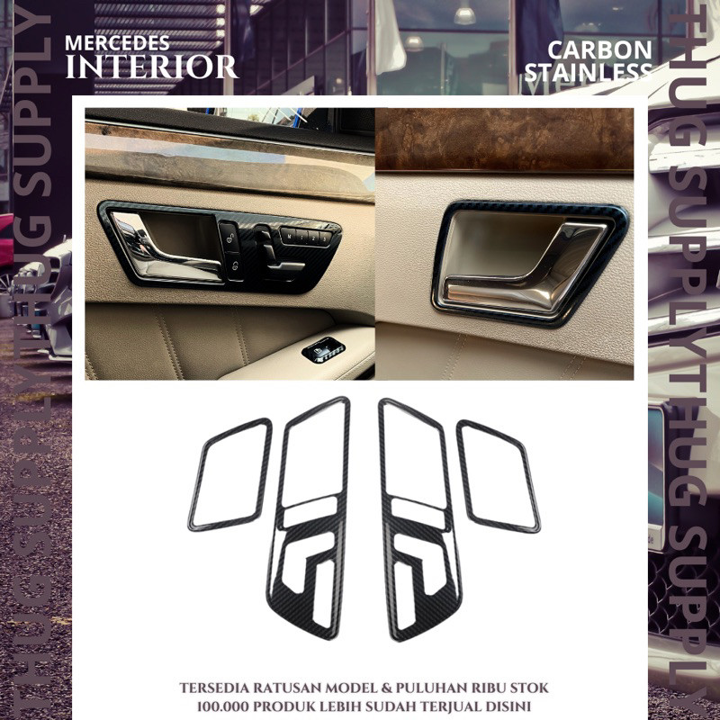 COVER DOOR HANDLE W212 CARBON MERCEDES BENZ MERCY AMG FRAME PANEL E CLASS E200 E300 LOCK BUTTON TOMB