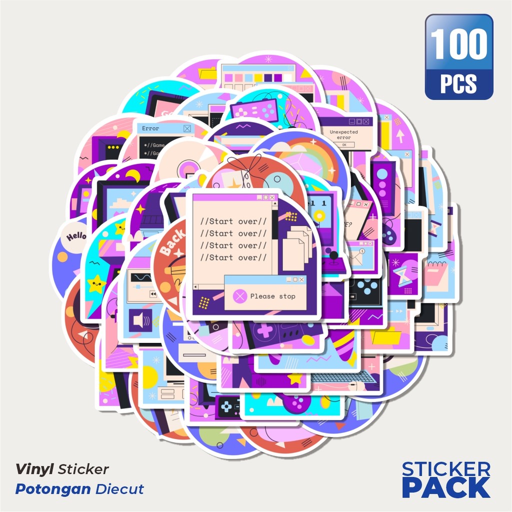 

Super Hemat! 100 PCS Stiker Retro Vintage Waterproof Aesthetic- Untuk Laptop, Motor, dan Helm - Paper Stationery Pack