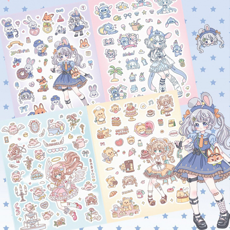 

Cute Cartoon Girl Stickers Anime Character Stickers Hand Account Phone Case Diary Planner Scrapbook DIY Decorative Stickers