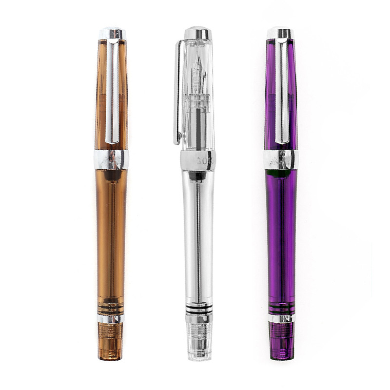 

Wing Sung 3013 Vacuum Negative Pressure Fountain Pen Resin Transparent Ink Pen EF/F Nib 0.38/0.5mm Fountain Pen Business Gift