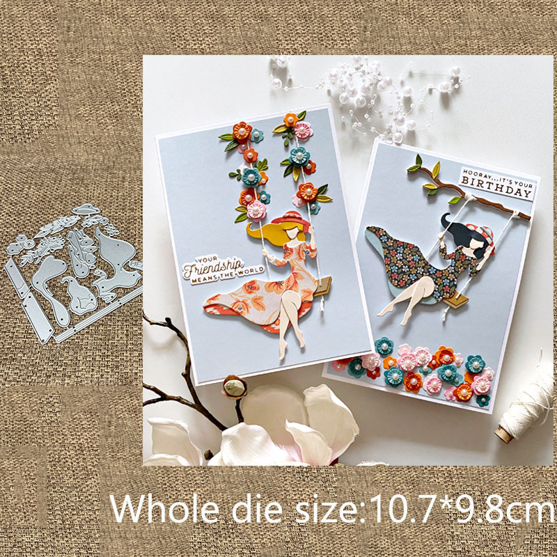 

New Design Craft Metal stencil mold Cutting Die Girl swings decoration scrapbook die cut Album Paper Card Craft Embossing