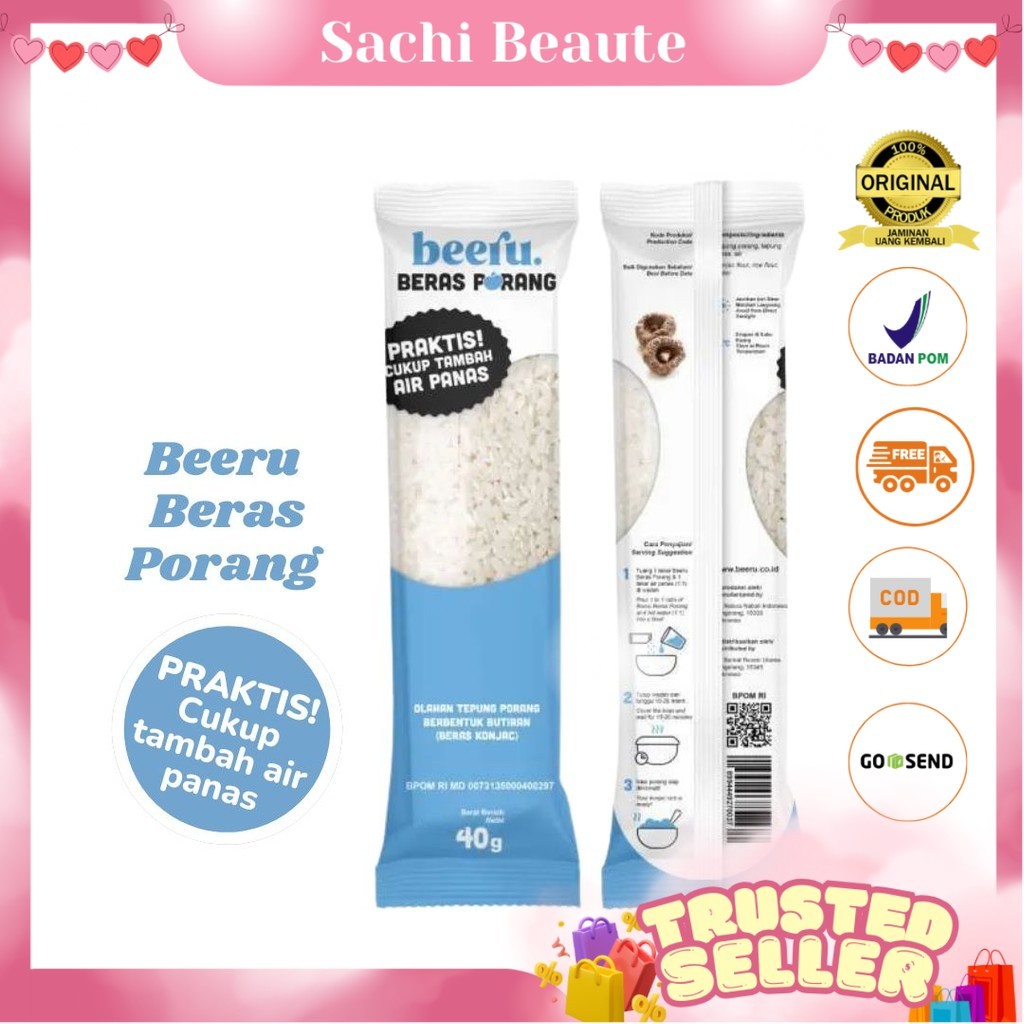 

Beeru - Beras Porang - Box isi 7 saset - Shirataki Konjac Rice Beras Sehat