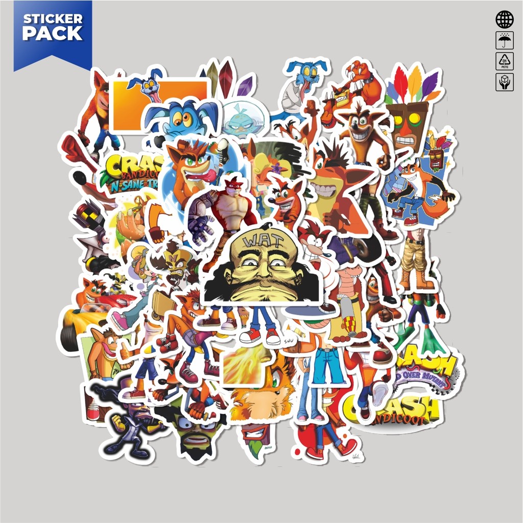 

[100PCS]Stiker Pack Stiker Game Series Crash Bandicoot Character 2 Aesthetic Vinyl Anti Air Dekorasi Sticker Laptop Buku Journal Koper Helm Casing HP Gitar Helm Skateboard
