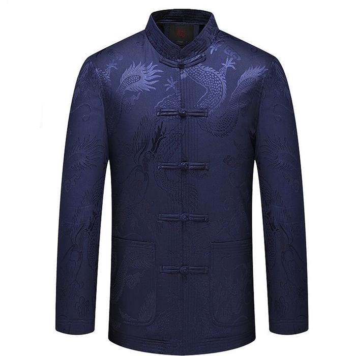 GS-61 no.170-195 Atasan jas changsan pria cheongsam pria motif naga - Navy, 195
