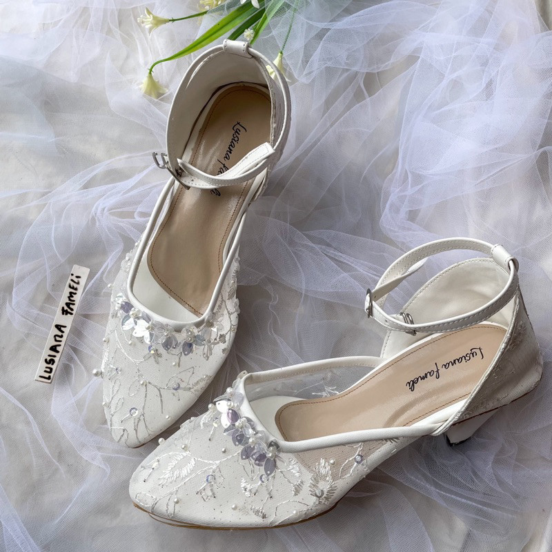 KARINA I  Sendal pesta tali sepatu wanita heels payet pengantin acara formal kondangan wisuda lamara