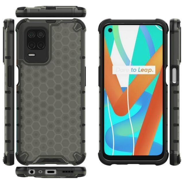 PROMO REALME 8 5G HONEYCOMB ARMOR HARD SOFT CASE CLEAR COVER PC CASING OPPO - CLEAR., REALME 8 5G.