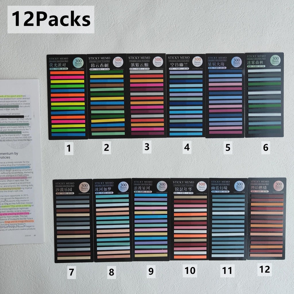 

3600 Sheets Color Stickers Transparent Fluorescent Index Tabs Flags Sticky Note Page Bookmark School Office Supplies Stationery