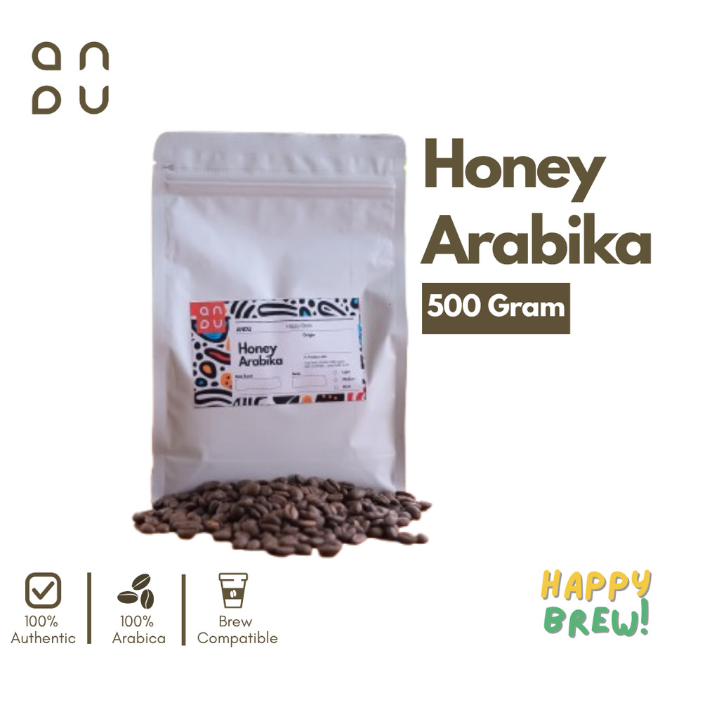 

Kopi Arabika Fresh Roast Honey 500 Gram | Biji Kopi Arabika | Biji Kopi Honey | Kopi Andu