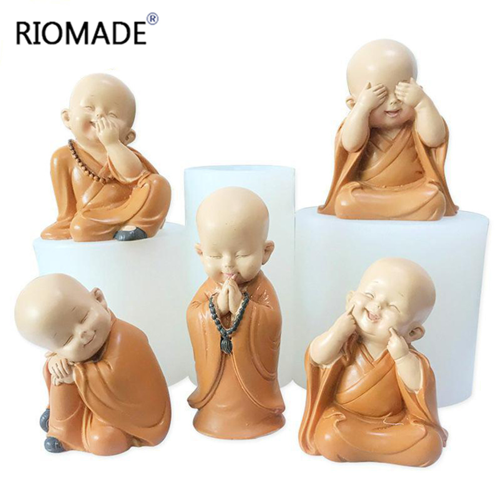 

Monk Silicone Mold Creativity Cute Buddhist Buddha Handmade Aromatherapy Candle Plaster Soap Making Mould Ornaments Decoration