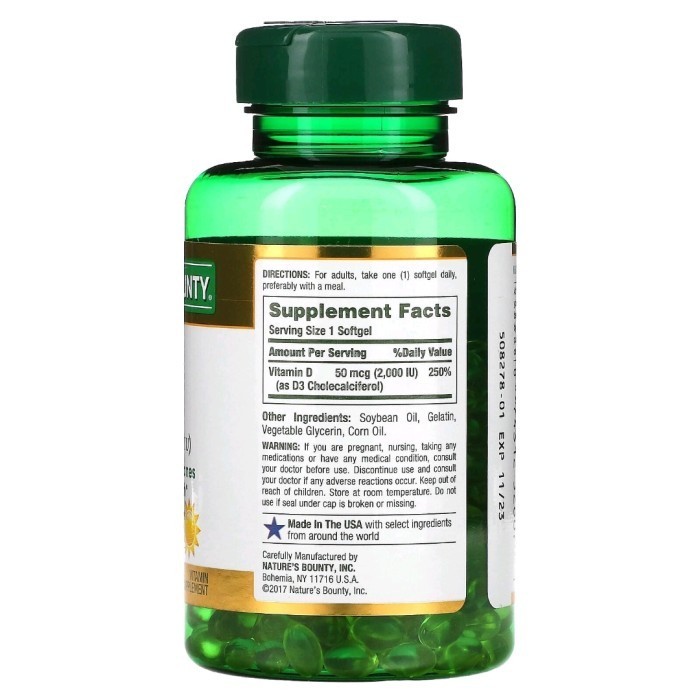 Nature's Bounty Vitamin D3 2000 IU , 350 softgels , Nature Bounty , ORI 100% USA