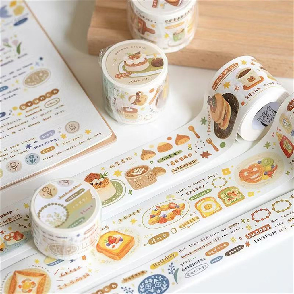 

Orange Studio Vintage High Tea Breakfast Lunch Washi PET Tape Planner DIY Card Making Scrapbooking Plan Decorative Sticker