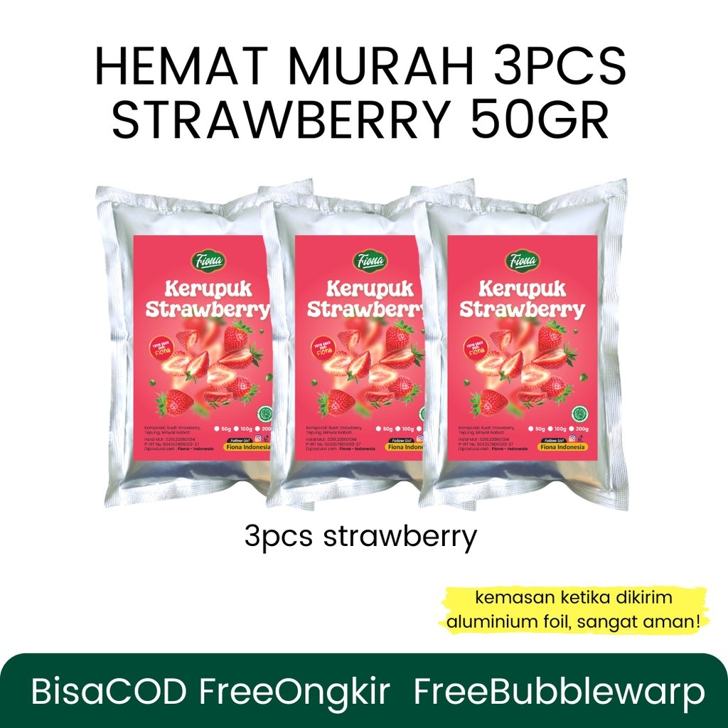 

Vanilla.storee BARU!! Fiona Paket Hemat Kerupuk Krupuk Buah Strawberry 3pcs