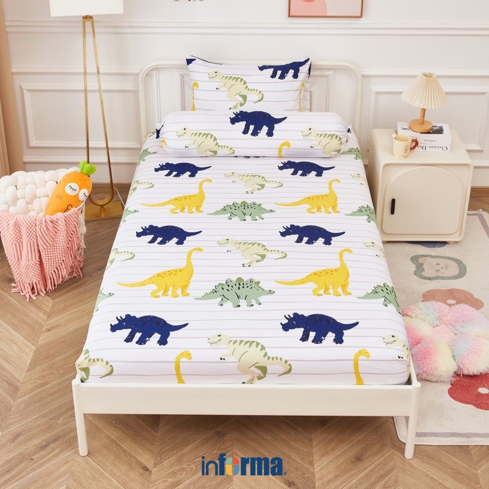 Informa Set Seprai Microfiber Anak Dino Cars Space Flower Single 120x200 100x200 Sprei Seprei Sheet 
