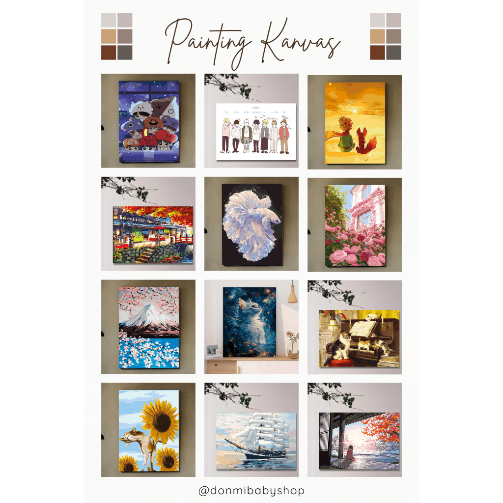 

[READY] DONMI Paint By Number 40x50cm Lukisan Kanvas DIY Digital Painting Kit With Alat Lukis