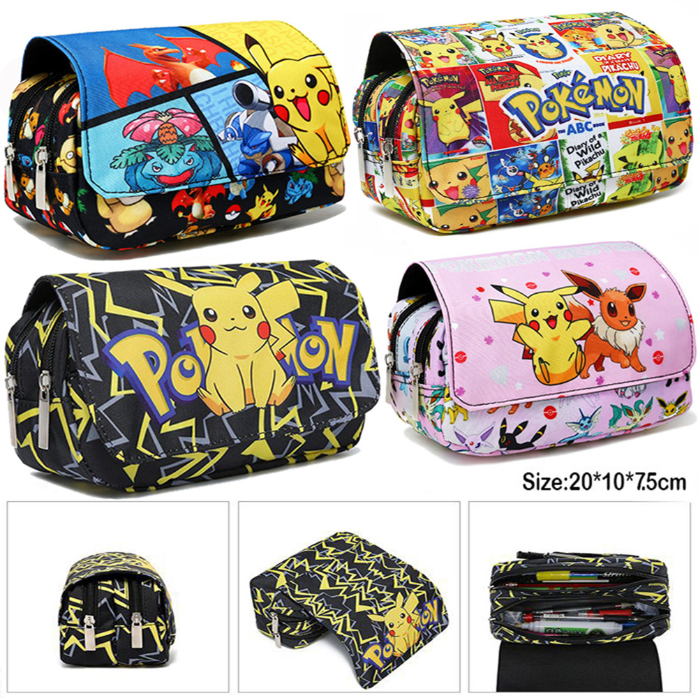 

Pokemon Pikachu stationery box Large Capacity Pencil Case Kawaii School Pen Case Supplies Pencil Bag Box Pouch Stationery Gift