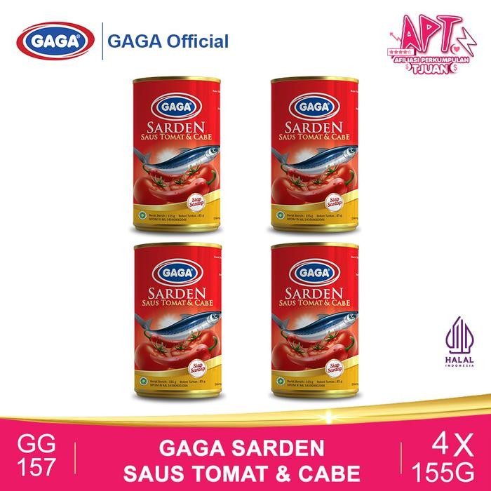 

[TERLARIS] GAGA Sarden Saus Tomat & Cabe 155g 4 PCS Food Kaleng Ikan Balado (GG157)[TERLARIS ]