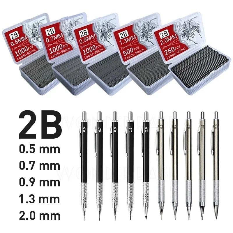 

250/500/1000pcs Large Capacity Lead Refills 0.5/0.7/0.9/1.3/2.0mm 2B Mechanical Pencil Refills Office Student School Supplies