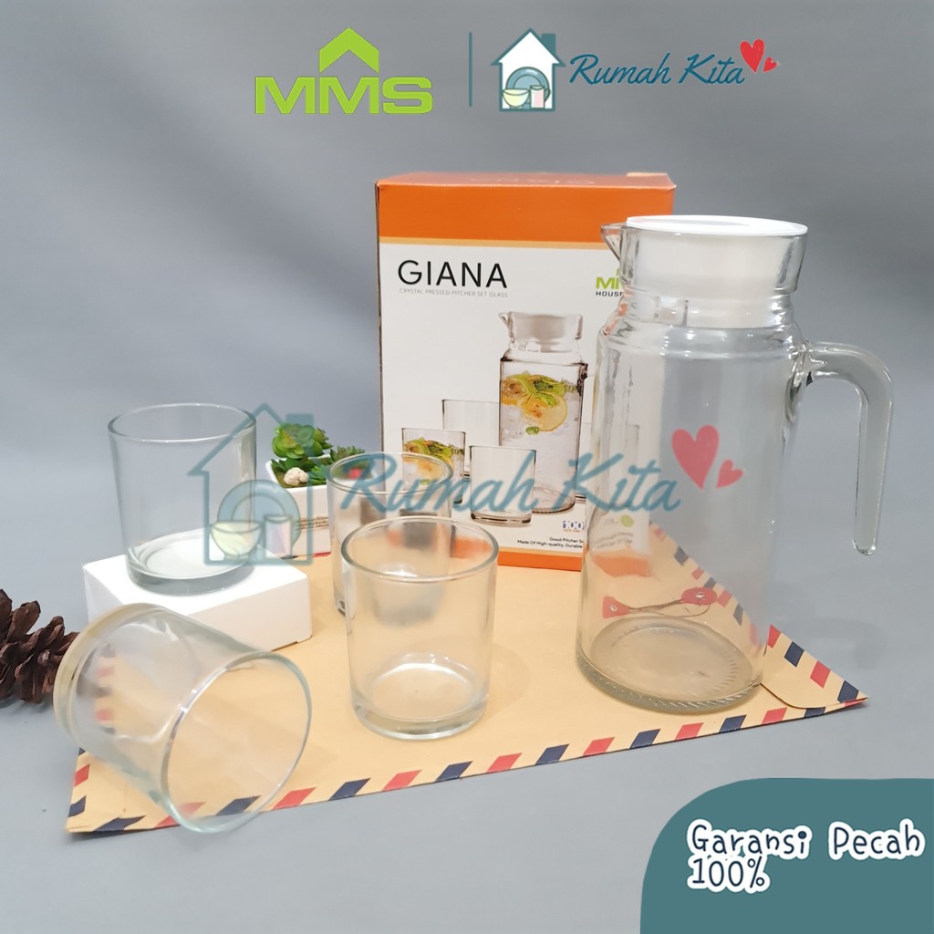MMS 1 SET Drink Set Teko Cangkir Set GIANA  Pitcher Set Beling Jug Drink Set 4 Gelas  + 1 Teko MURAH