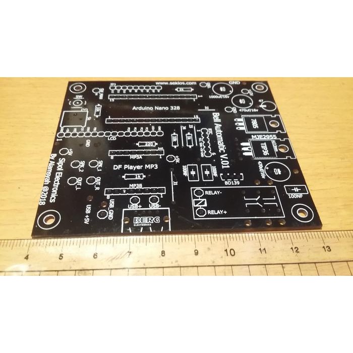 Part PCB Bel Sekolah Otomatis Bell Automatic Mp3 Micro SD, USB Pertinax