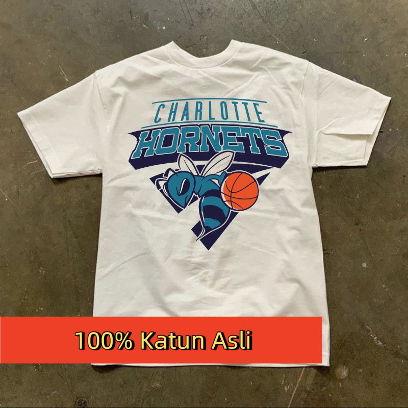 Kaus Basket "Hornets" - Desain Vintage Berbahan Oversized