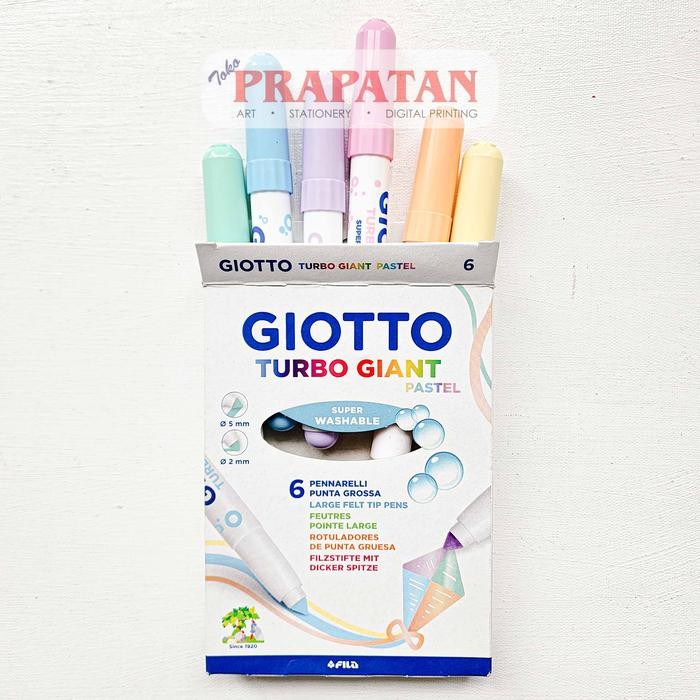

Giotto Turbo Giant Large Tip Felt Pens | Pena Warna - 6C FLUO