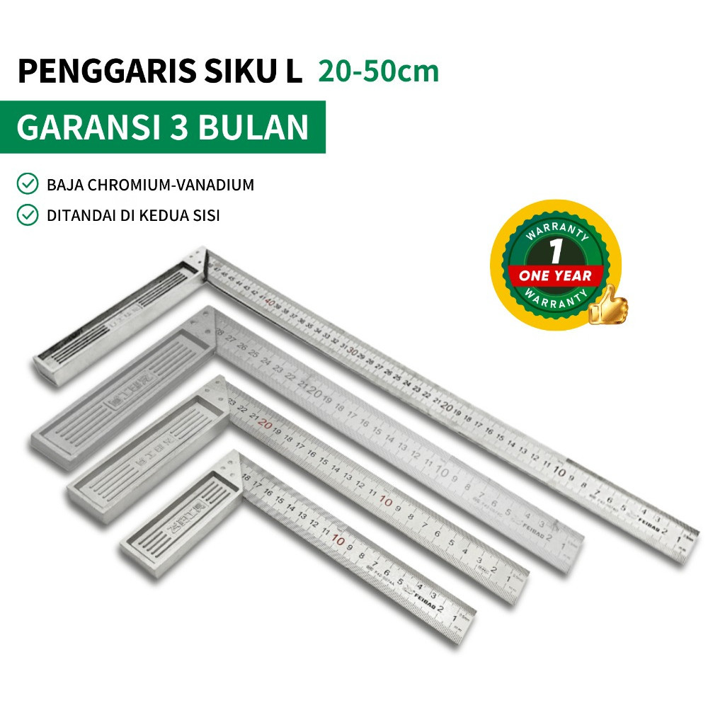 

Penggaris Siku L 20-30cm / Steel Angle Ruler / Penggaris Siku Tukang / 20-30cm / F42-0074/Feibao