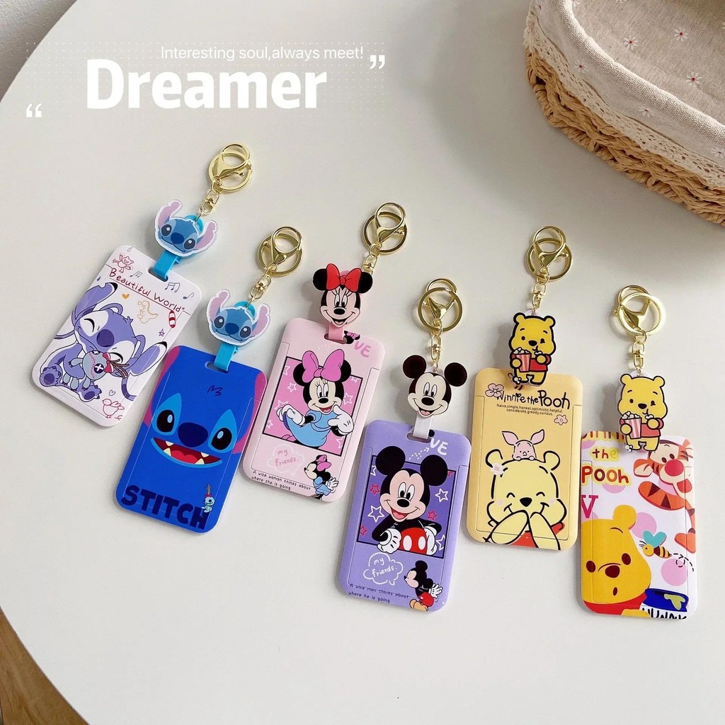 

New Disney Cartoon Stitch Card Holder Children School Bag Pendant Work ID Access Control Student Bus Cards Holder Birthday Gifts