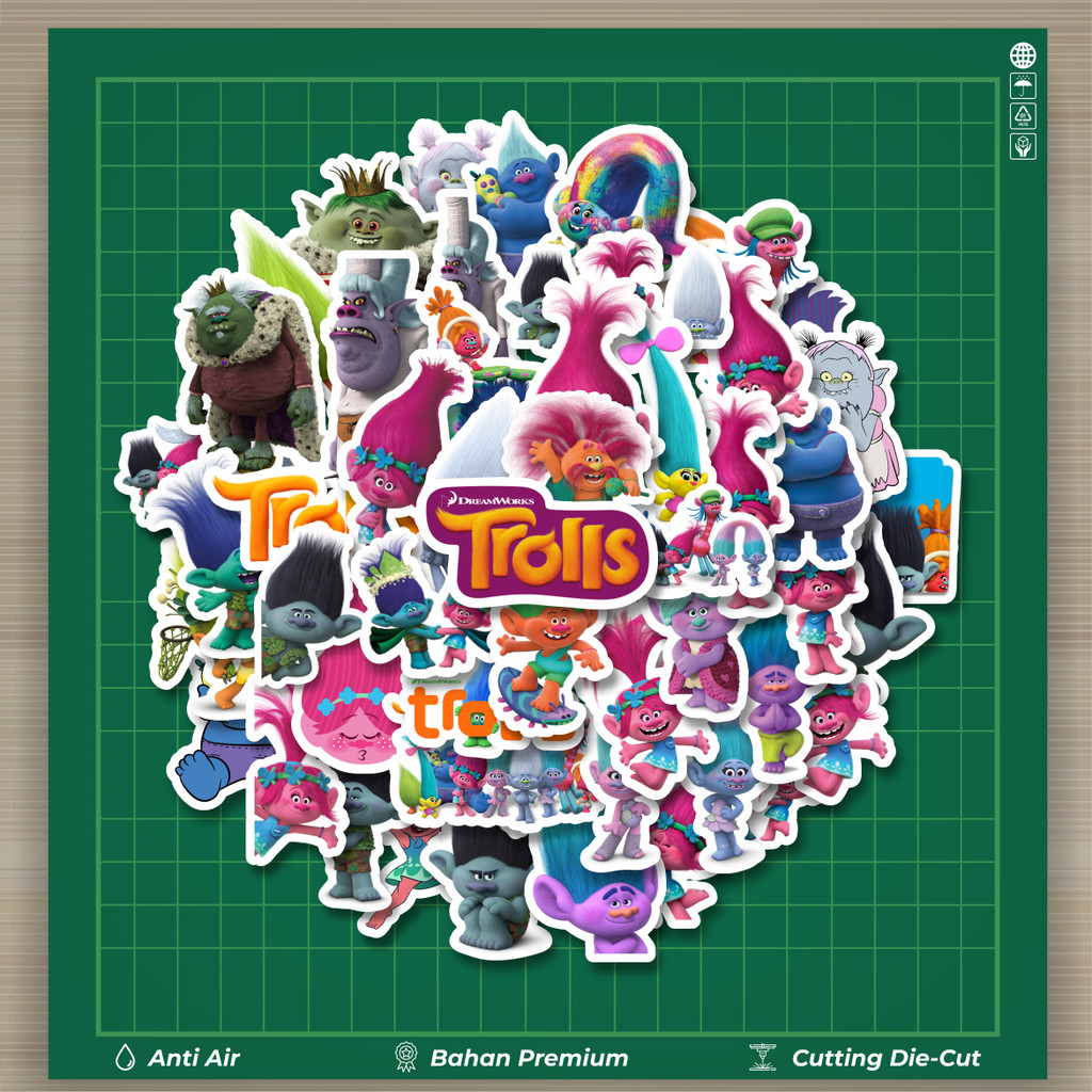 

HOT 50 PCS STIKER Stiker Kartun Series The Trolls Mix Stiker Fashion Cars Decal Dingin Kartu Album Custom Vinyl Anti Air- Sticker Aesthetic Buku Journal Koper Casing HP Tablet Laptop Helm Motor Botol Minum