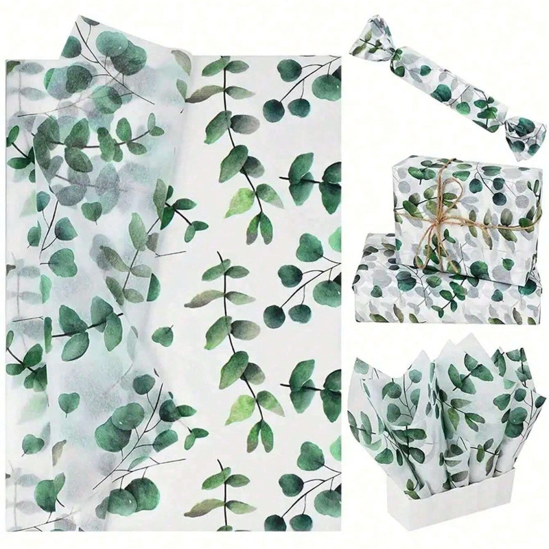

Green Leaves Tissue Paper Sheets, Botanical Printed Leaf Wrapping Paper for Wrapping Gifts Birthday Festival