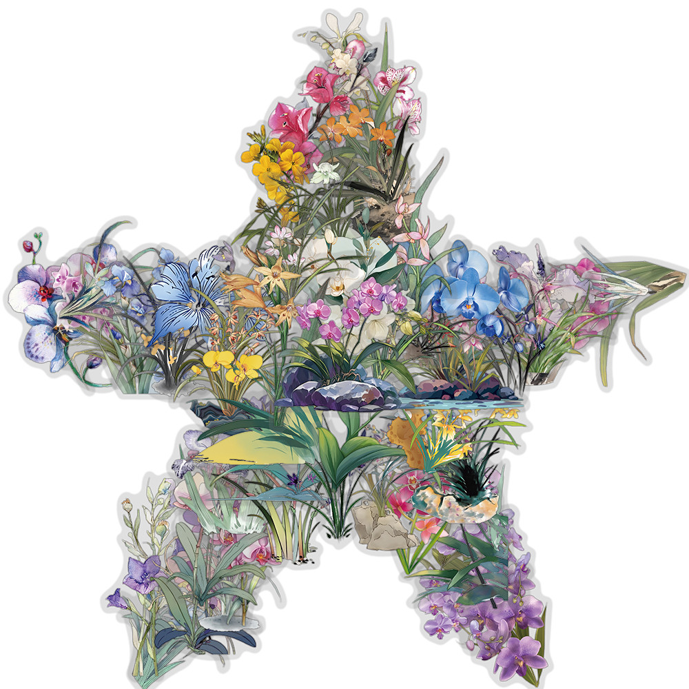 

50/100PCS Orchid Sticker Transparent Collage PET Brochure Laptop Holder Guitar Water Material Decor Decorative Art Stickers