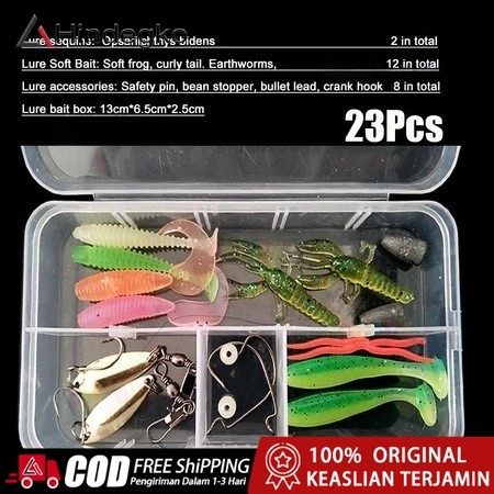 Hindegko 23Pcs Soft Lure 1set Soft Bait Fishing Lure Umpan Pancing Gabus Umpan Lembut Soft Lure Cast
