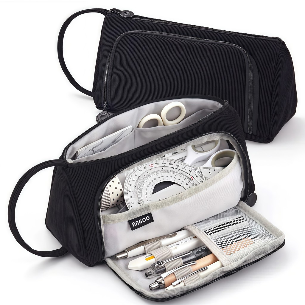 

Fashion storage corduroy pencil case, spacious and durable multi-compartment design, portable design, school office supplies