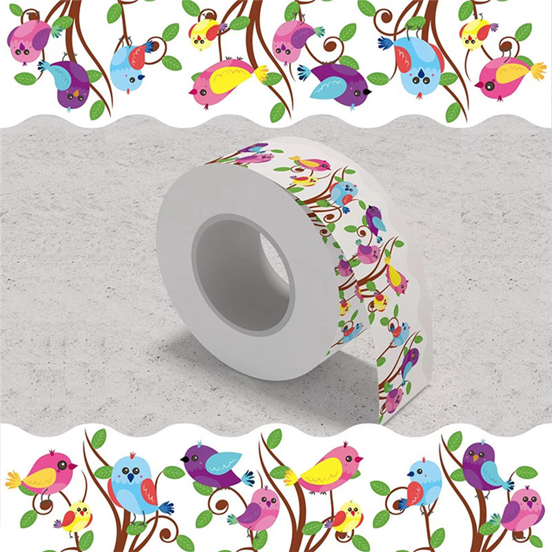 

1 Roll Bulletin Board Borders Bird Bulletin Board Sticker 65.6Ft In Length Waterproof Adhesive For Classroom Decor