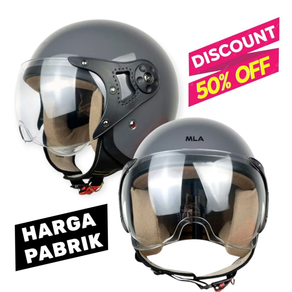 Helm MLA Hijab - Helm Bogo RETRO PILOT Wanita Pria Bogo Hijab ORIGINAL MLA SNI  COD TERLARIS