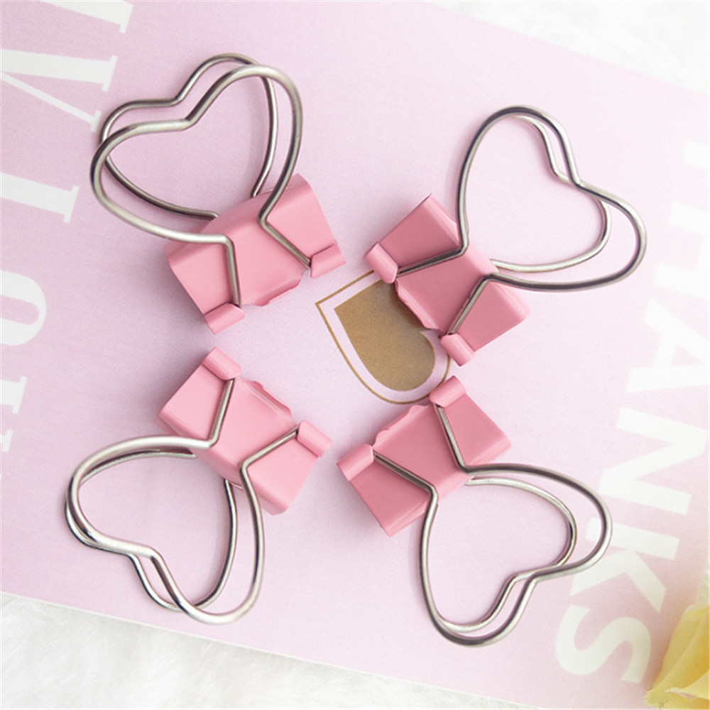 

pink color Binder Clips heart shape Foldback Clips Office Clip Paper Clips for Home School Office Storage
