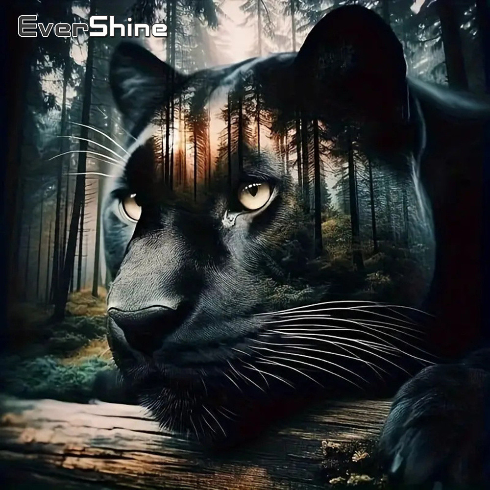 

Evershine Full Round Leopard Diamond Painting Woods Picture 5D DIY Diamond Mosaic Animal Rhinestones New Arrival Handmade Hobby