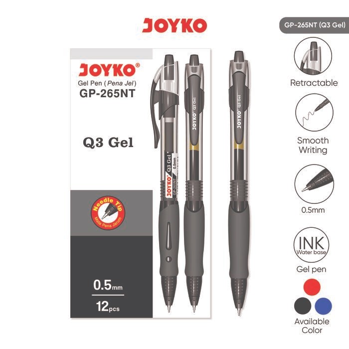 

Sale JOYKO Pulpen Gel 1 Pack GP-265NT Q3 Gel 0.5mm Isi 12 Pcs - Black Tbk