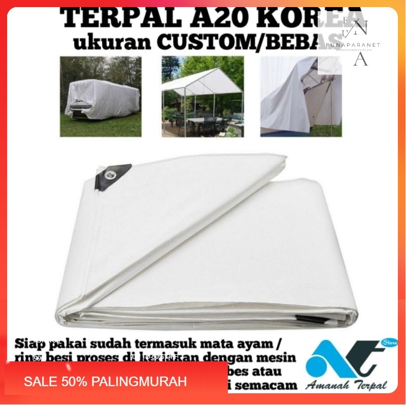 Terpal waterproof A12 A15 A20 Diamonds putih white tebal kuat untuk terop panggung atap hajatan bisa