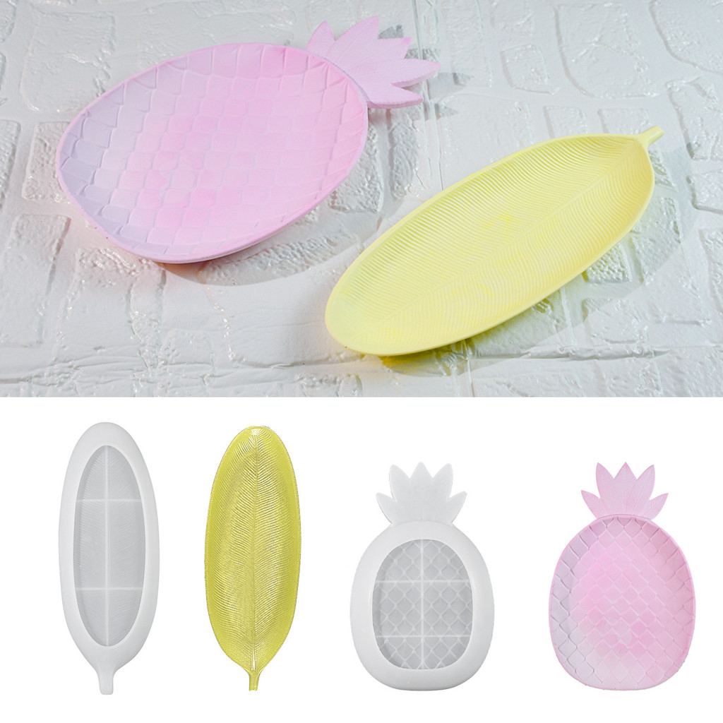 

DIY Pineapple Long Leaf Trays Silicone Mold Gypsum Plaster Saucers Making Fruit Plate Storage Trays Molds For Epoxy Resin Making