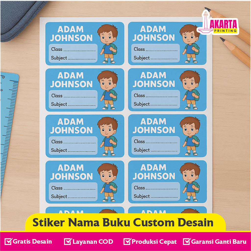 

Stiker Nama Buku Anak Custom Lucu dan Unik Cocok untuk Sekolah TK SD PAUD Tahan Air