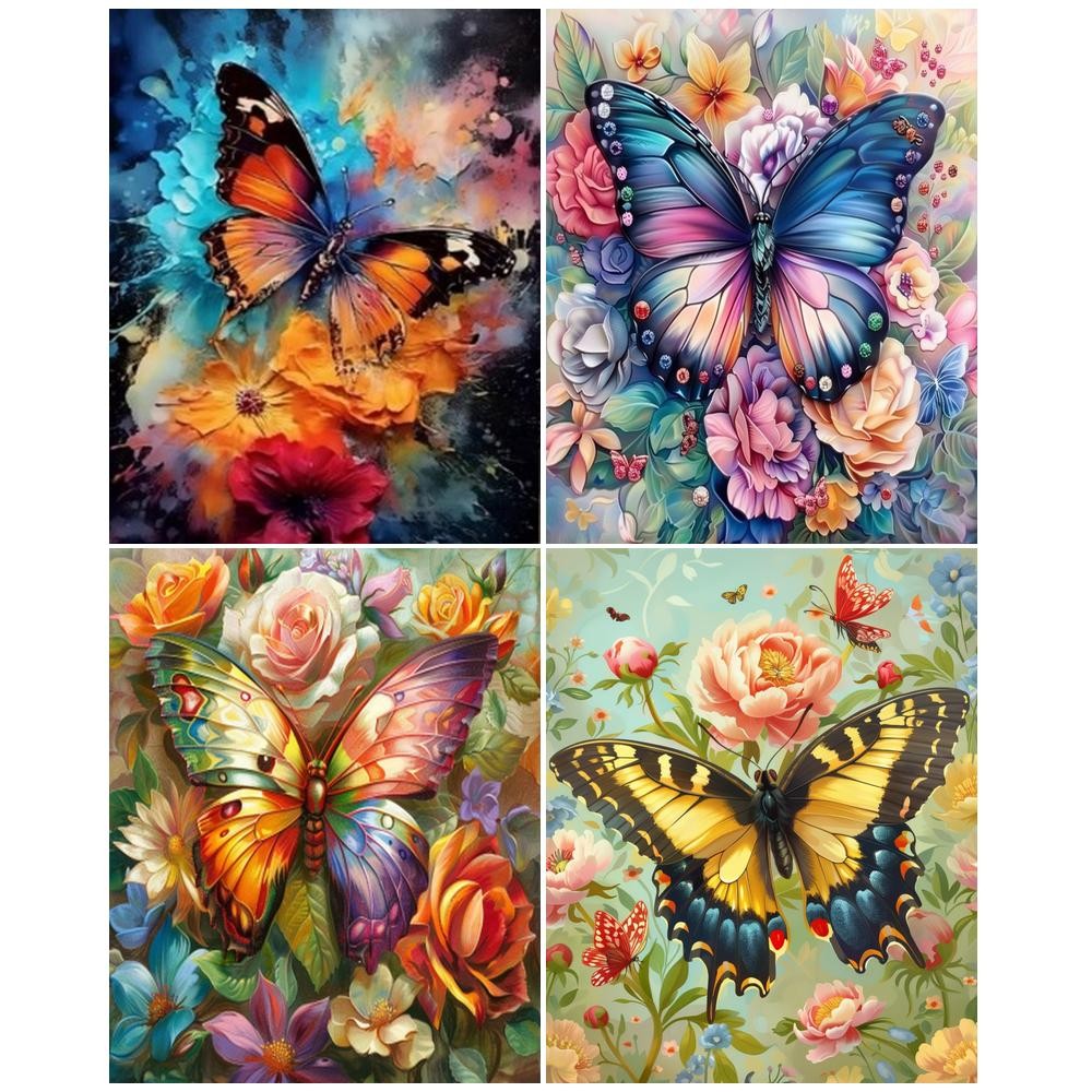 

GATYZTORY Painting By Numbers Butterfly Gift DIY Paint By Number Animals Home Decor Drawing On Canvas HandPainted Art Picture Gi