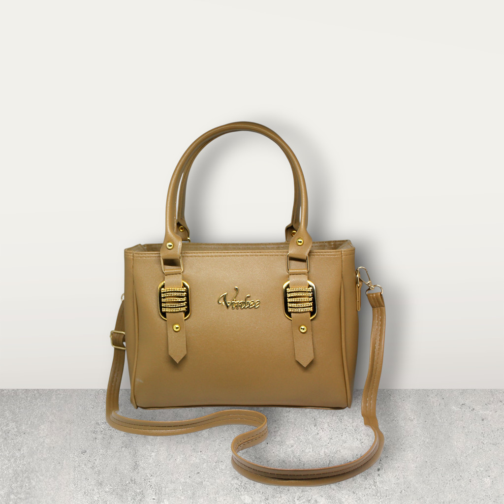 Tas Selempang & Jinjing Wanita Handbag Kulit Sintetis 2 Ruang, Saku Ritsleting Belakang